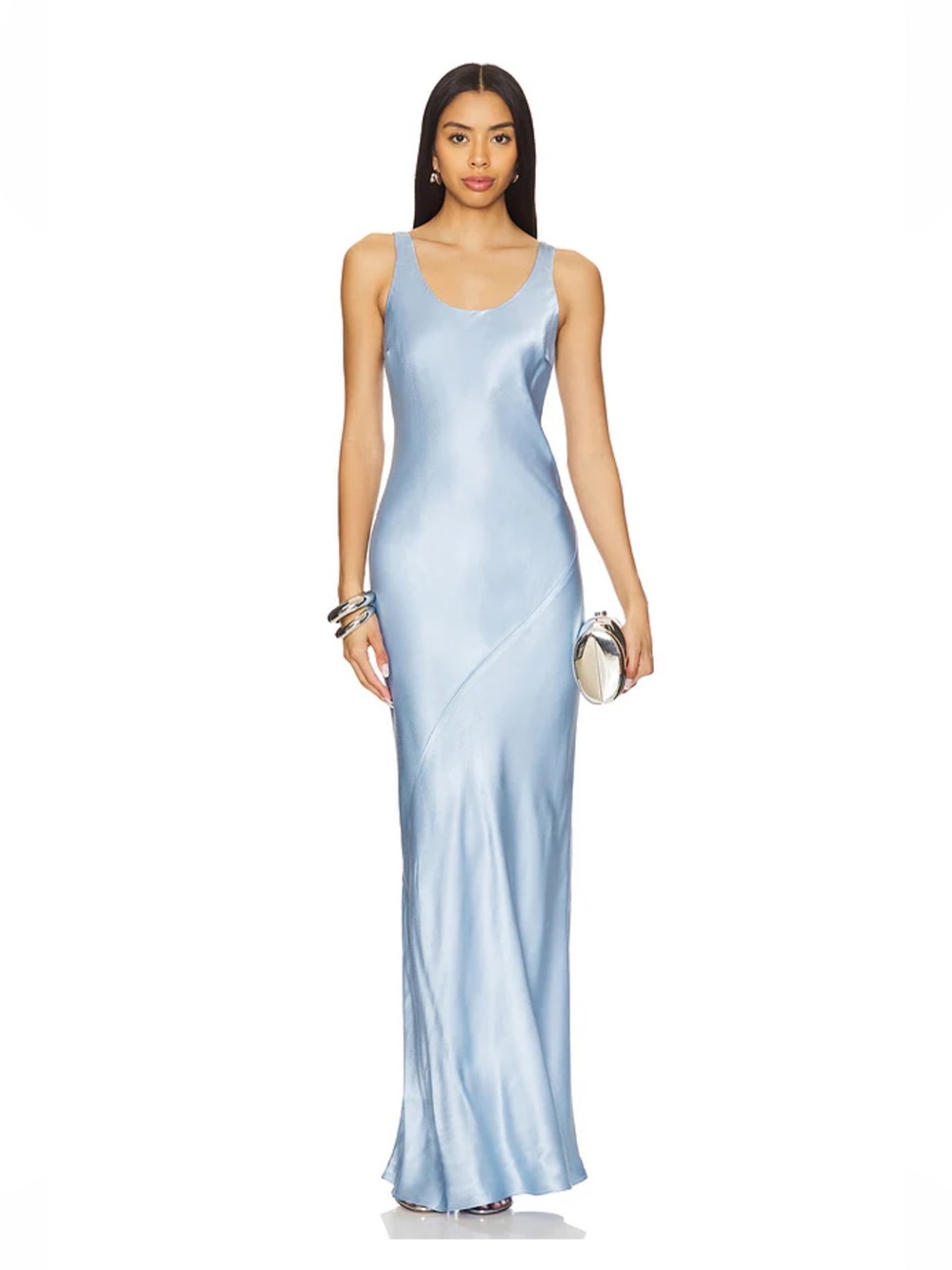 REVOLVE Sleek Satin Maxi Slip Dress in Steel Blue